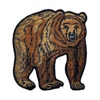 Brown Bear Custom Embroidery Patch Iron On Backing Embroidered Border For Jacket Bags