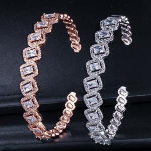 China AAA+ Elegant Square CZ Bracelets Zircon Tennis charm Bracelets & bangles CZ Bracelets & bangle Wedding Jewelry supplier