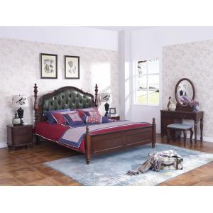 King Size American Style Leather King Size Oak Wood Double Bed Designs