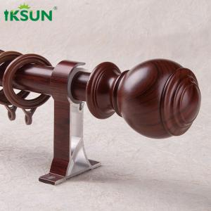 5.8m Wood Single Curtain Rod , Brown Wooden Curtain Pole ISO9001 Certified