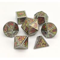 China Hand Carved Metal Polyhedral Dice 7 Piece Set For Tabletop RPG on sale
