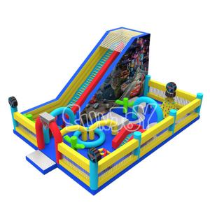 China Cars Race Bouncer Slide 0.55mm Inflatable Amusement Park supplier