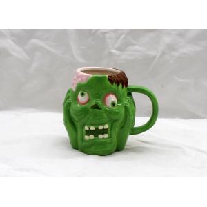 China Favourite Halloween Skull Cups Ceramic Coffee Tea Cup Green Color With Handle supplier