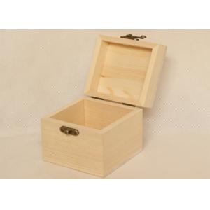 Small Hinged Custom Wooden Gift Boxes Solid Timber Jewellery Box , Gift Packing Unfinished Pine Storage Box