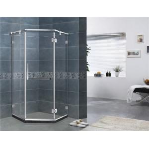 China Mirror Color Diamond Glass Shower Enclosures Frameless With Stainless Steel Support Bar supplier