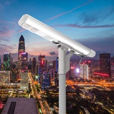 Solar Powered 2019 All In One LED Street Light IP65 Waterproof Integrated Battery MPPT 3000 Lumen, Light Grey