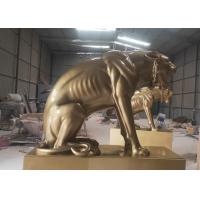China Casting Life Size Painted Animal Fiberglass Big Cat Sculpture Public Decoration on sale