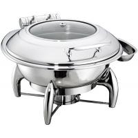 China Round Chafing Dish Hydraulic Lid with Glass Window Optional φ35cm 6.0Ltr Food Pan Stainless Steel Cookwares on sale