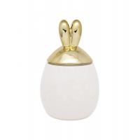 China Latest Easter Rabbit Cookie Sugar Coffee Ceramic Storage Canister With 3D Golden Electroplated Lid on sale