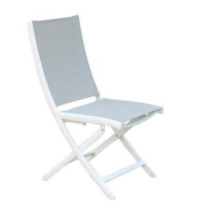 China European White Foldable Beach Lounge Chair PVC Mesh Back Aluminum Frame supplier