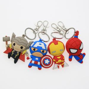 China Custom 3D Cartoon Anime Captain America Rubber Keychain Metal Key Ring Pvc Key Chain For School Bag supplier