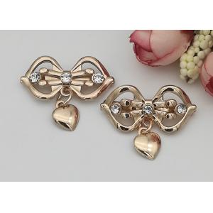 LHZ1004 Zinc Alloy And Rhinestone Shoe Accessories Buckle Replacement Bow Shape