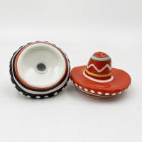 China Hand Drawn Hat Shape Ceramic Salt And Pepper Shaker For House Decoration Gift Customizable Size Color on sale