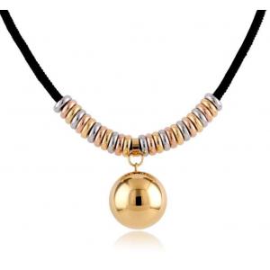 China 18K Bead Pnedant Necklace  Black rope chain Necklace Stainless Steel Jewelry for women supplier