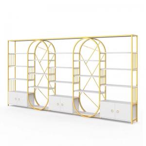 Versatile Cosmetic Luxury Display Cabinets MultiLayer Marble Shelving Golden Body