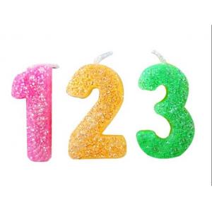 China Rainbow Color Glitter Number Candles For Birthday / Charistmas / Party Decoration supplier