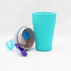 Personalized 360ml 460ml 560ml Reusable Silicone Coffee Mug With Lid