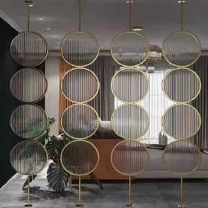 China Home Interior Standing Metal Room Divider Round Metal Glass Room Divider supplier