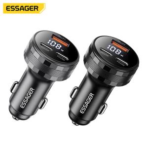 China ESSAGER ES-CC25 QC18W USB-A デュアル PD45W USB C 車載電話充電器アダプター デジタルディスプレイ付き wholesale