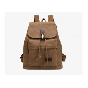 High Durability Canvas High School Backpacks With Leather Decorative Straps