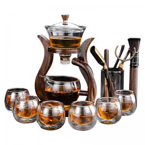 Bamboo Stand Borosilicate Glass Tea Infuser Cup