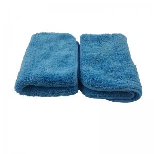 China Purl Stitching 80% Polyester Microfiber Cleaning Cloth Blue Coral Fleece 25x30 wholesale