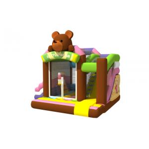 China Multi - Play Cute Inflatable Jump House Combo Brown Bear Double Slide supplier