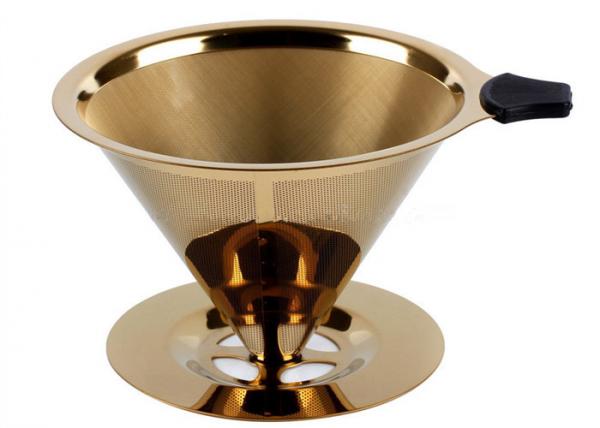 Standard Stainless Steel Cone Coffee Filter Titanium Coated Gold Pour Over Cone