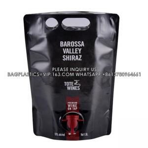 Custom Stand Up Pouch Bag Liquid 1.5L Wine Pouch Aluminum Foil Stand Up Pouch With Valve Dispenser For Wine