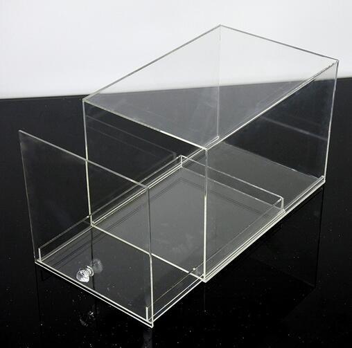 Fashion Plexiglass Display Shoe Drawer Case / Plastic Acrylic Shoe Box Storage