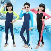 one piece kids swimming suits swimming costumes front zipper UPF50+ Children full body swimwear Snorkeling