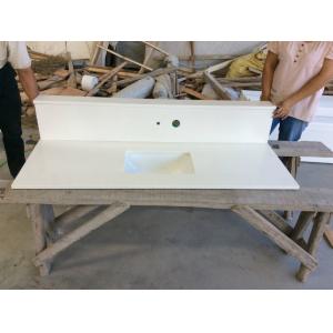 White Kitchen Solid Quartz Countertops Worktops , Solid Surface Bathroom Countertops