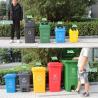 China Modern 90L 23 Gallon Park Street Outdoor Plastic Rectangular Wheeled Recycling Bin Trash Can wholesale