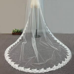 108" Embroidery Cord lace with Rhinstone  Ivory/White Bridal Veil  Wedding Accessories