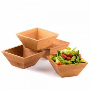 Home Bamboo Salad Set , Wooden Salad Bowl Set High Strength Food Safe