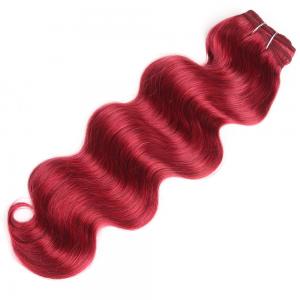 China Pre-Colored Brazilian Remy Human Hair WeaveBody Wave Burg Rich Copper Red Color supplier