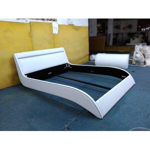 China comtemporary king size, queen size leather bed with LED light supplier