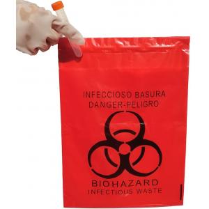 China LDPE Stick On Biohazard Disposal Bags , Medical Waste Disposal Bags supplier