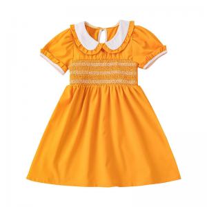 Girls Short Sleeve Dress Solid Color Children's Dress Clothing