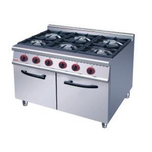 CE 6 Burner Gas Range Commercial Cooking Equipments With Cabinet