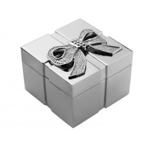Silver PVD Plating Square Zinc Alloy Jewelry Box 52*52*43mm