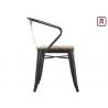 Tolix Arm Metal Restaurant Chairs Wood Seats Commercial Outdoor Furniture