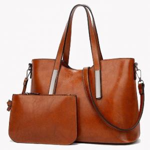 China Retro Ladies PU Leather Tote Bag And Purse Set supplier