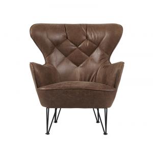 China Industrial Unique Top Grian Leather Leisure Chair With Steel Frame wholesale