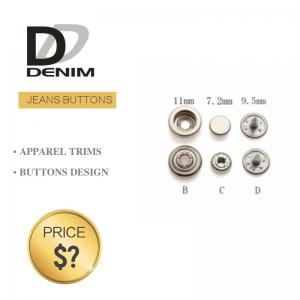 China Professional Denim Metal Buttons , Tapered Pearl Snap Buttons Custom Size supplier