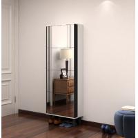 China White Four Layers MDF Mirror Shoe Cabinet With Legs Shoe Rack Cabinet on sale