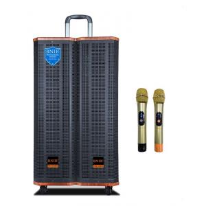 Wooden 80W Portable Trolley Speaker Customized 12V / 7Ah Battery With 2 Mic