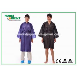 China Disposable Spa Robes Nonwoven Material Made PP Kimono , Black / Purple supplier