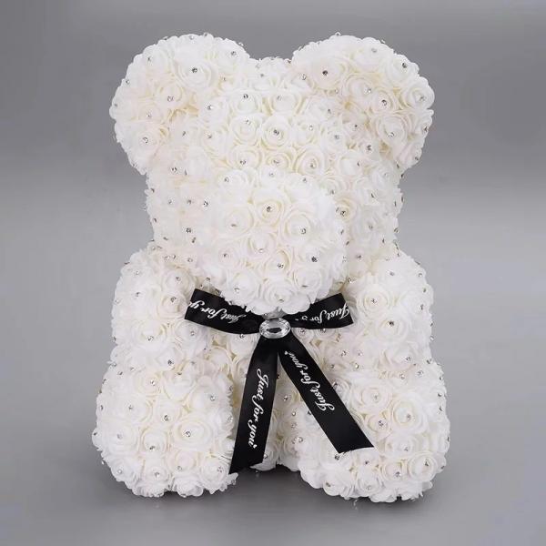 New Arrival Diamond Rose Bear Foam Rose Decorated Diamond Teddy Rose Bear