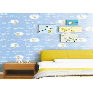 White Cartoon Kids Bedroom Wallpaper Light Blue Embossed Vinyl Wallpaper